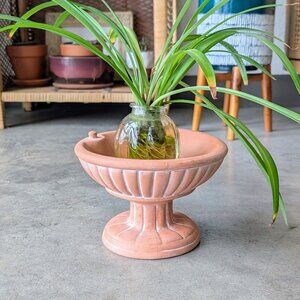 Vintage Orange Terracotta Pedestal Compote Planter Jewelry Dish